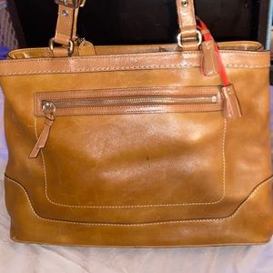Vintage Coach Hampton Carryall Satchel Handbag in Brown Leather